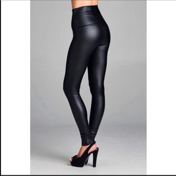 S-XL Avail! High Waisted Vegan Leather Leggings - Picture 4 of 7